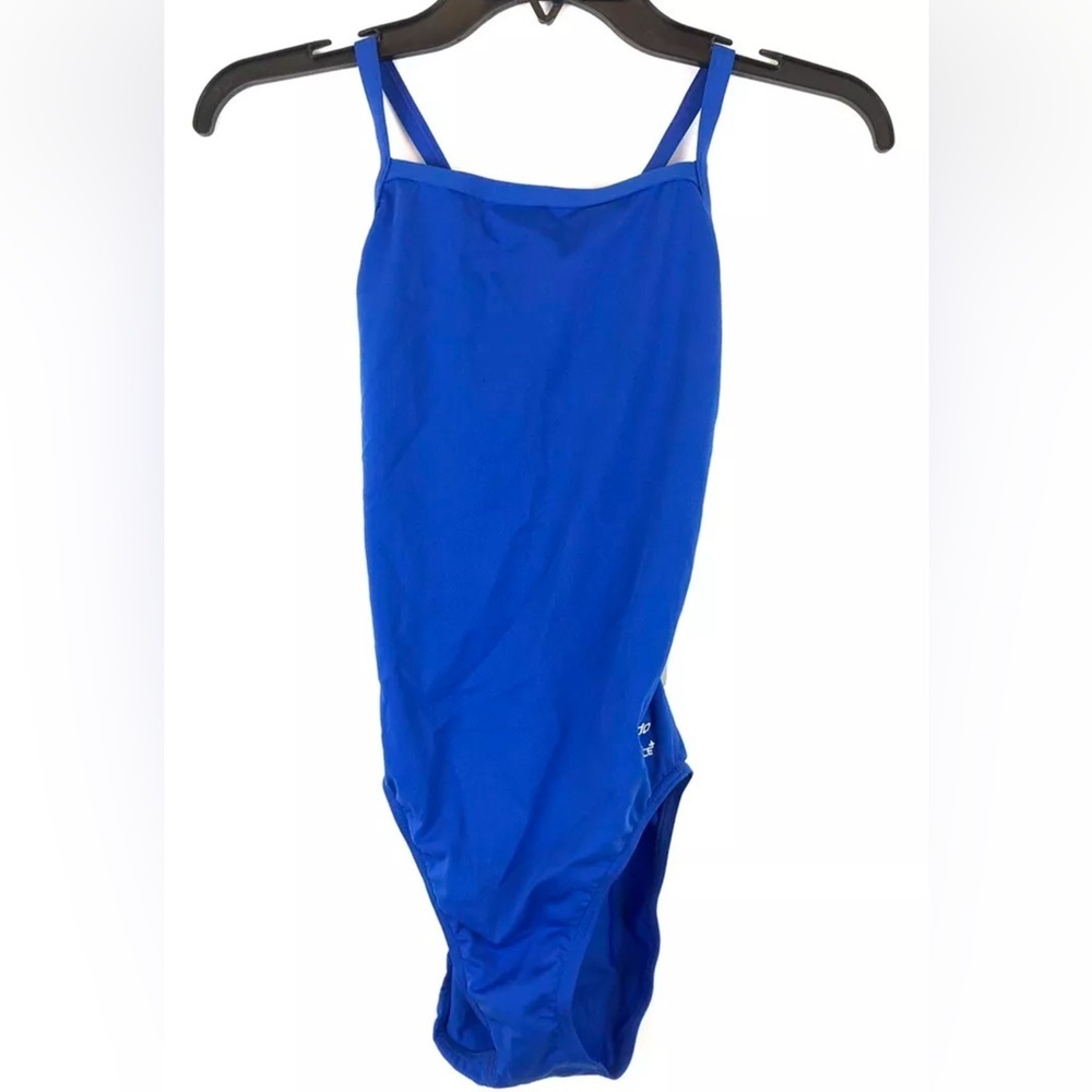 Speedo, Women’s Solid Flyback Blue One Piece Swimsuit, Size 6/36